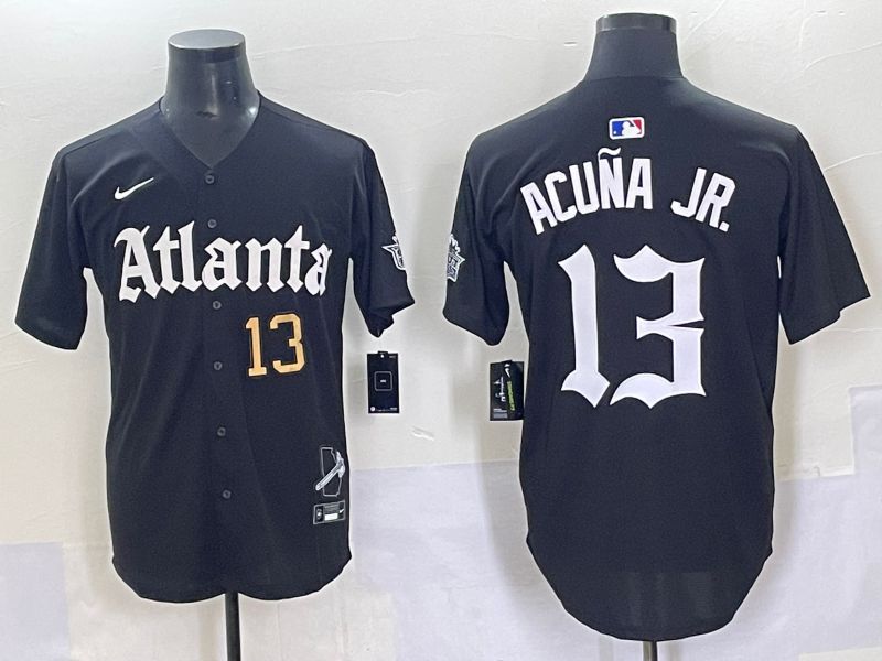 Men 2025 Atlanta Braves #13 Acuna jr Black Five generations Joint Name Nike MLB Jersey style 4->atlanta braves->MLB Jersey